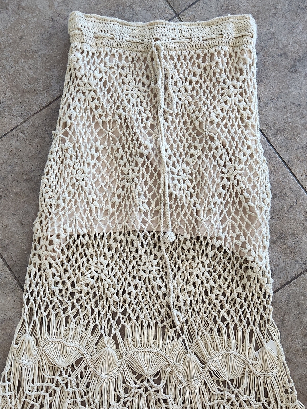 POL Light Tan Crochet Midi Skirt - Picture 2 of 8